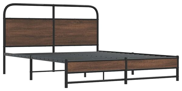 Kovový rám postele bez matrace hnědý dub 160 x 200 cm 3318703