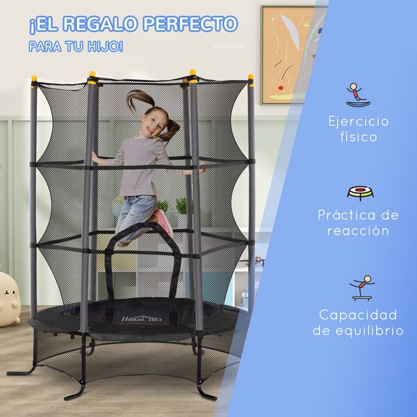 HOMCOM Dětská trampolína Ø163x190 cm pro děti od 3 let se síťkou a ocelovým rámem, nosnost 50 kg, pro vnitřní i venkovní použití | Aosom