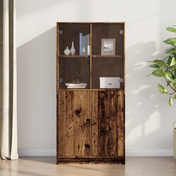 Highboard s dvířky old wood 68 x 37 x 142 cm kompozitní dřevo 3318722