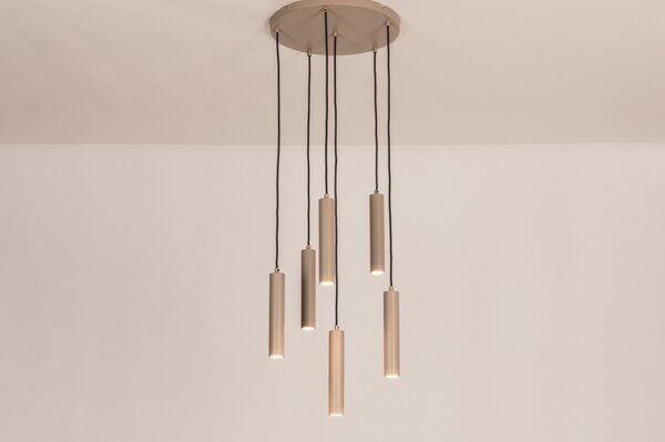 Závěsné minimalistické béžové svítidlo Gianta Taupe Round 6 (LMD)
