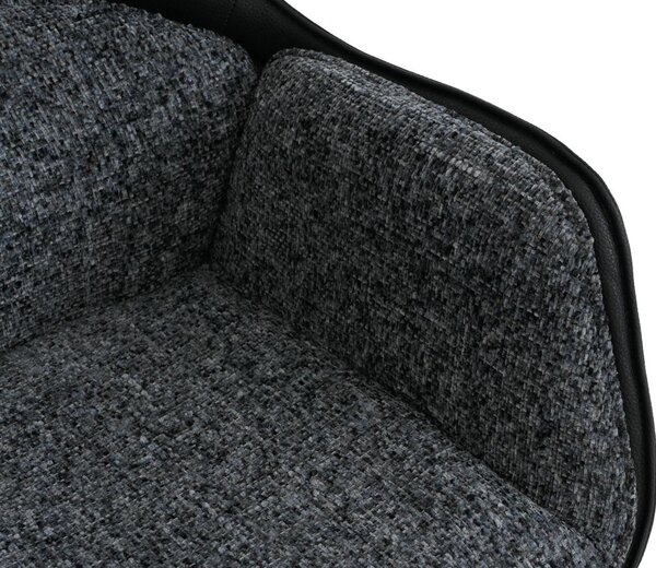 Sada 6 jídelních židlí HWC-R23, kuchyňská židle, otočná židle, materiál: umělá kůže, potah: tkanina chenille (410 g/m²), barva: tmavě šedá