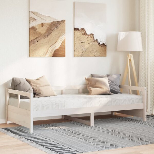 Válenda s matrací bílá 80 x 200 cm masivní borovice 3321048