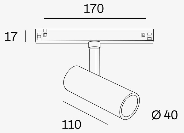 Internova Sottile LED svítidlo pro 48V lištu bílé ⌀40mm - 13WČerná2700K