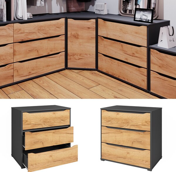 Příborník Vicco Ruben Zlatý mocný dub 48 x 77.6 cm se zásuvkami, Model 41619