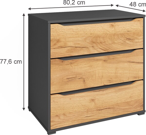 Příborník Vicco Ruben Zlatý mocný dub 48 x 77.6 cm se zásuvkami, Model 41619