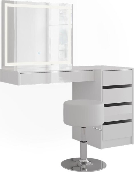 Toaletní stolek Vicco Sherry Bílá/Bílá vysoký lesk 80 cm 4 díly, Model 57727