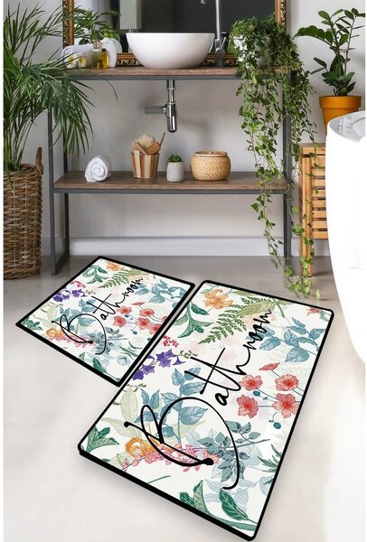 Koupelnové předložky v sadě 2 ks 60x100 cm Green In Flower – Foutastic