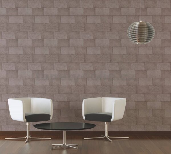 Vliesové tapety na zeď Titanium 3 38201-3, rozměr 10,05 m x 0,53 m, industriální bloky hnědé, A.S. CRÉATION