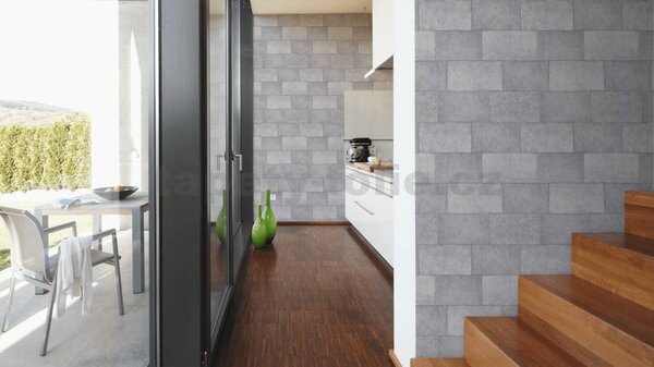 Vliesové tapety na zeď Titanium 3 38201-1, rozměr 10,05 m x 0,53 m, industriální bloky šedé, A.S. CRÉATION