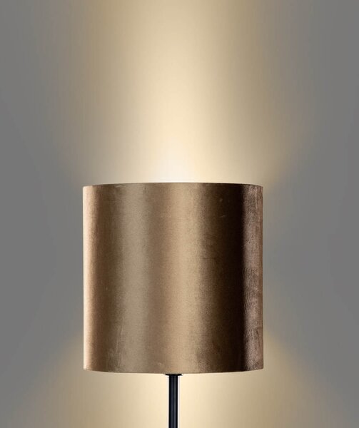Stojací lampa černá s sametovým stínidlem bronz 40 cm - Simplo