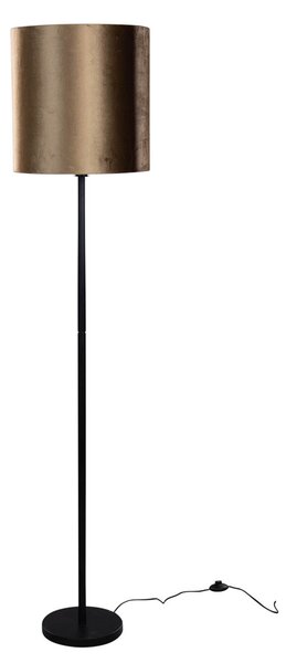 Stojací lampa černá s sametovým stínidlem bronz 40 cm - Simplo