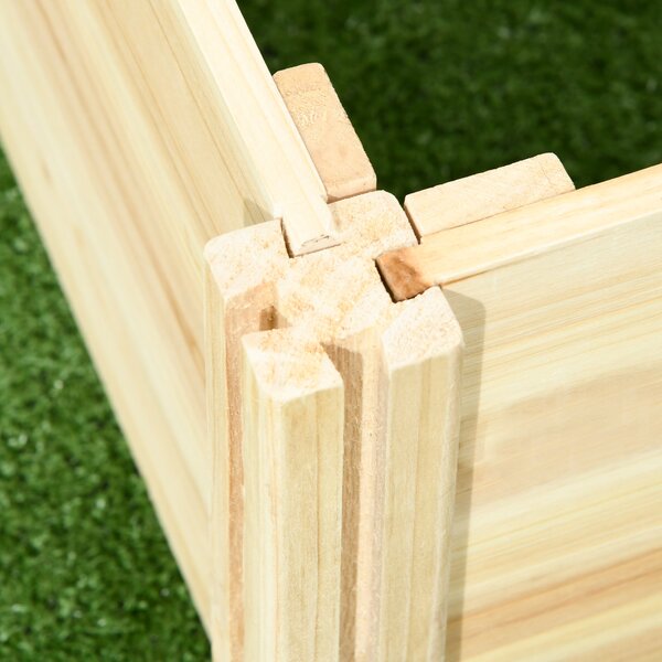 Outsunny Velký Dřevěný Zahradní Květináč s Trellis pro Popínavé Rostliny a 2 Vyvýšené Záhony pro Terasu a Balkon 230x60x110 cm Přírodní | Aosom