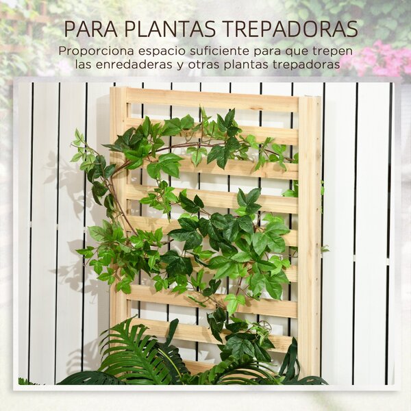 Outsunny Velký Dřevěný Zahradní Květináč s Trellis pro Popínavé Rostliny a 2 Vyvýšené Záhony pro Terasu a Balkon 230x60x110 cm Přírodní | Aosom