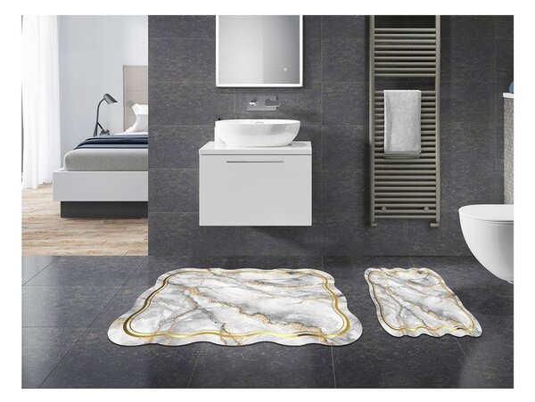 Šedé/ve zlaté barvě koupelnové předložky v sadě 2 ks 60x100 cm – Foutastic