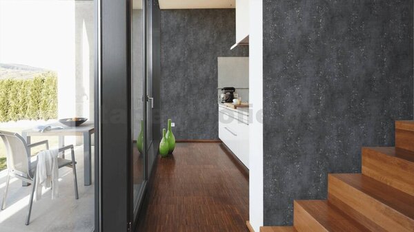 Vliesové tapety na zeď Titanium 3 37840-4, rozměr 10,05 m x 0,53 m, beton tmavě šedý se stříbrnou patinou, A.S. CRÉATION