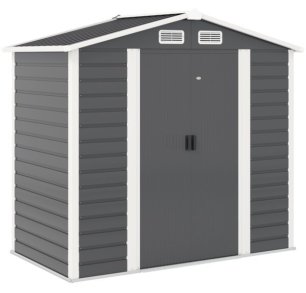 Zahradní domek Outsunny 2,36 m² 213x120x194 cm Exteriérové úložiště se zesíleným podstavcem (podlaha není součástí) Posuvné dveře s visacím zámkem a o
