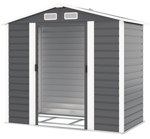 Zahradní domek Outsunny 2,36 m² 213x120x194 cm Exteriérové úložiště se zesíleným podstavcem (podlaha není součástí) Posuvné dveře s visacím zámkem a o