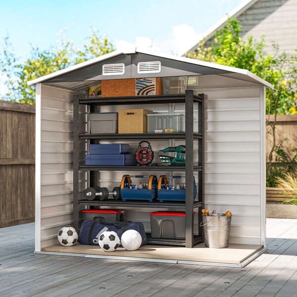 Zahradní domek Outsunny 2,36 m² 213x120x194 cm Exteriérové úložiště se zesíleným podstavcem (podlaha není součástí) Posuvné dveře s visacím zámkem a o
