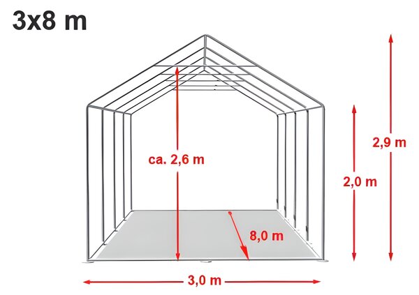 Párty stan 3x8 m PREMIUM - ohnivzdorný barva Bílá
