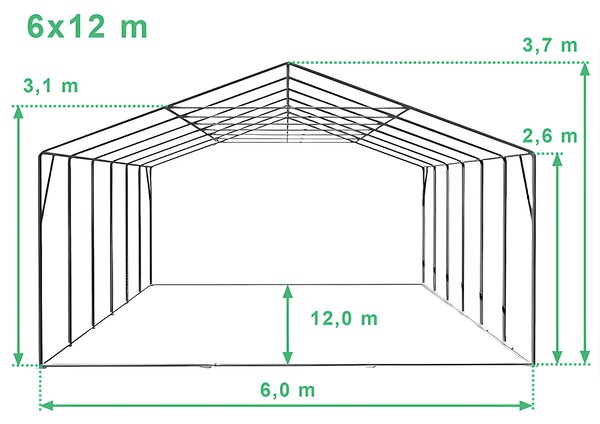 Párty stan 6x12m Max+ 2,6m - ohnivzdorný barva Bílá