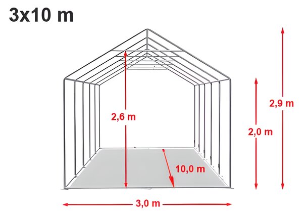 Párty stan 3x10 m PREMIUM - ohnivzdorný barva Bílá
