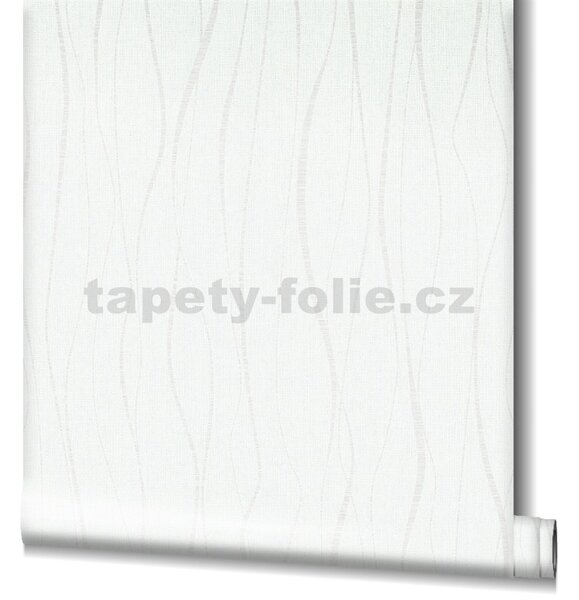 Vliesové tapety na zeď Ivy 82318, vlnovky metalicky bílé na bílém podkladu, rozměr 10,05 m x 0,53 m, NOVAMUR 6813-10