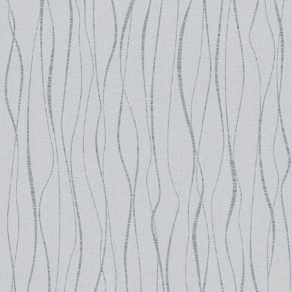 Vliesové tapety na zeď Ivy 82320, vlnovky stříbrné na šedém podkladu, rozměr 10,05 m x 0,53 m, NOVAMUR 6813-30