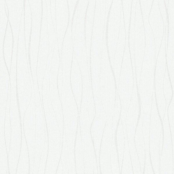 Vliesové tapety na zeď Ivy 82318, vlnovky metalicky bílé na bílém podkladu, rozměr 10,05 m x 0,53 m, NOVAMUR 6813-10