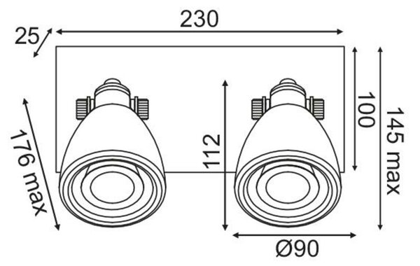 ACA Lighting nástěnné bodové svítidlo 2XGU10 bílá terrazzo 23X15X18CM DINO AR1822W23WT