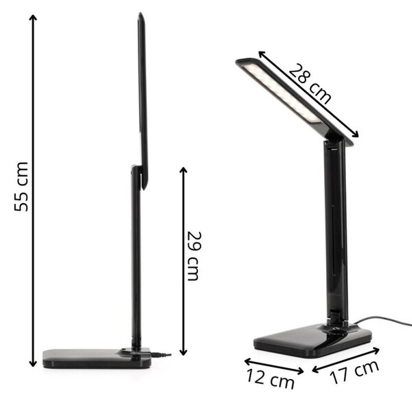 Stolní LED lampa s USB portem SPRINGOS HA7604 černá