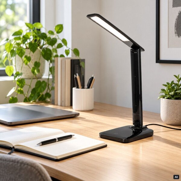 Stolní LED lampa s USB portem SPRINGOS HA7604 černá