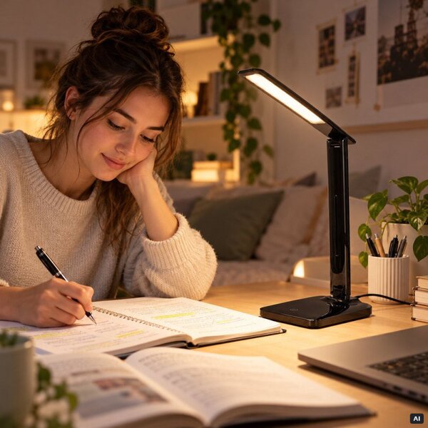 Stolní LED lampa s USB portem SPRINGOS HA7604 černá