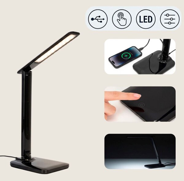 Stolní LED lampa s USB portem SPRINGOS HA7604 černá