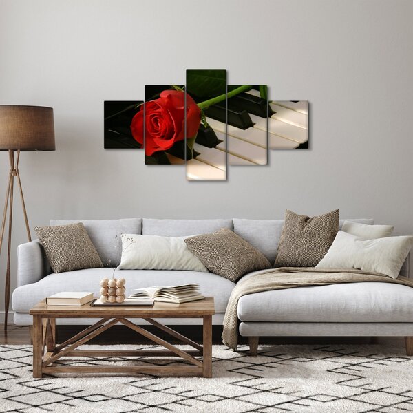 Obraz - Klavír a růže (125x70 cm)