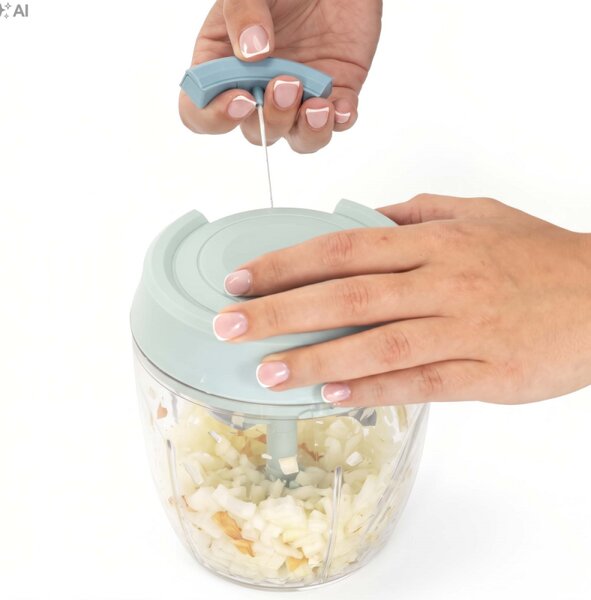 Ruční sekáček na zeleninu 900 ml 5 nožů SPRINGOS KI0230 zelený