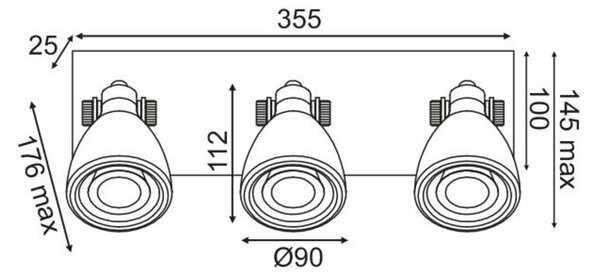 ACA Lighting nástěnné bodové svítidlo 3XGU10 bílá terrazzo 36X15X18CM DINO AR1823W36WT