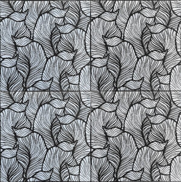 3D panel 0001, rozměr 50 cm x 50 cm, listy stříbrné , IMPOL TRADE