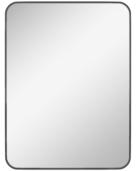 HOMCOM Zrcadlo do koupelny 60x80 cm, dekorativní zrcadlo s kovovým rámem a snadnou instalací na stěnu do obývacího pokoje a předsíně | Aosom