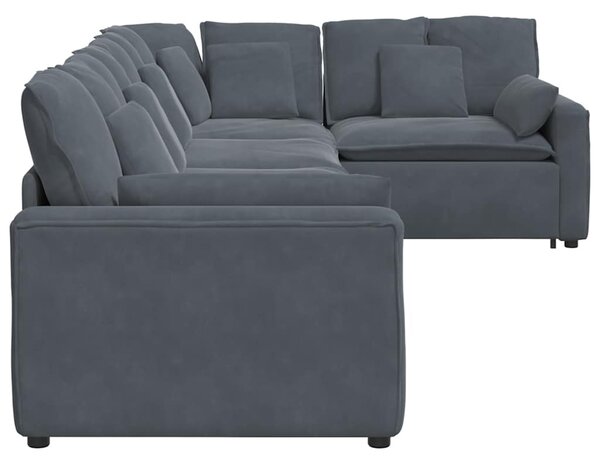 Modulární pohovka s polštáři samet tmavě šedá 3321329