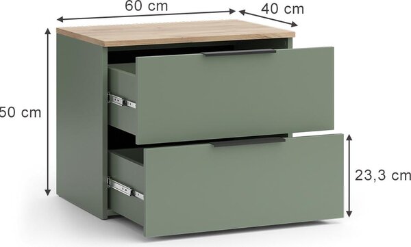 Kredenc Vicco Wido Zelená 60 x 50 cm se 2 zásuvkami, Model 56607