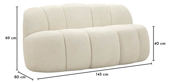 Bílá pohovka z textilie bouclé 145 cm Ball – Mauro Ferretti