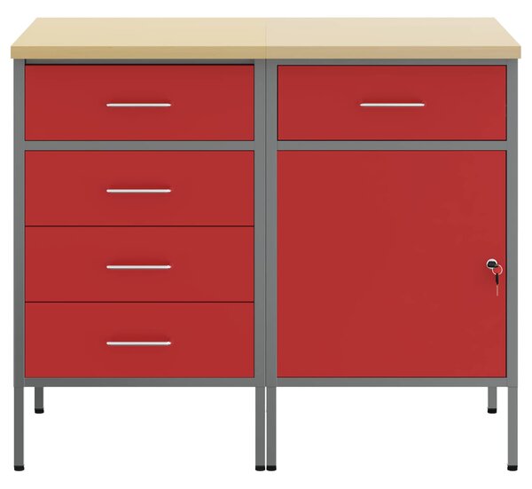 Pracovní skříň se zásuvkou 2 ks Červená a šedá 100 x 55 x 85 cm 3321365