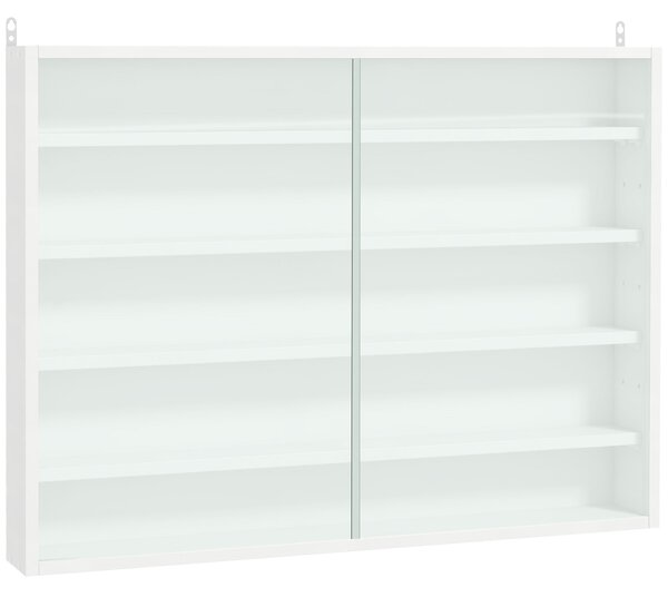 HOMCOM Nástěnná vitrína s nastavitelnými policemi a 2 posuvnými skleněnými dveřmi 80x9,5x60 cm Bílá | Aosom