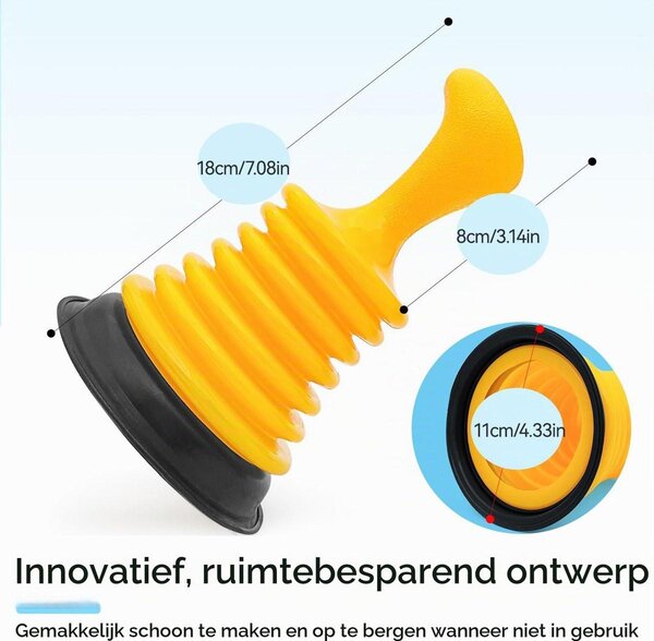 Odpichovač ucpání přísavka - Malý - 18 cm - Plast - Kuchyně, koupelna a umyvadlo