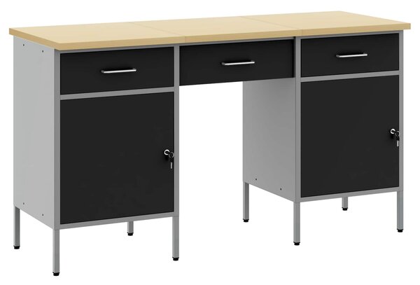 Pracovní skříň se zásuvkou 3 ks Černá Inženýrské dřevo a ocel 3321374