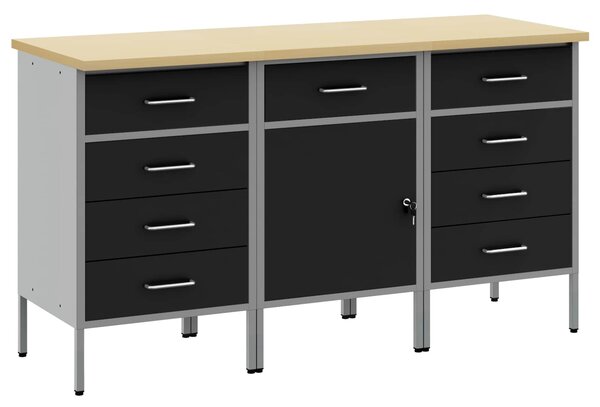 Pracovní skříň se zásuvkou 3 ks Černá a šedá 150 x 55 x 85 cm 3321372