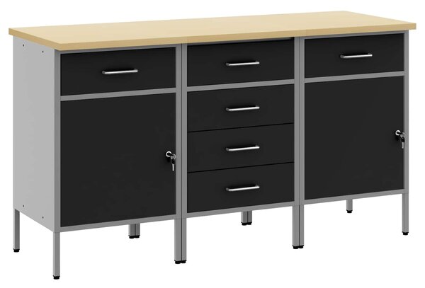 Pracovní skříň se zásuvkou 3 ks Černá a šedá 150 x 55 x 85 cm 3321370