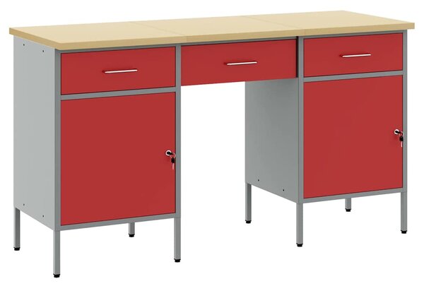 Pracovní skříň 3 ks Červená a šedá Inženýrské dřevo a ocel 3321375