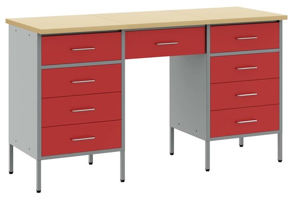 Pracovní skříň se zásuvkou 3 ks Červená Inženýrské dřevo a ocel 3321377