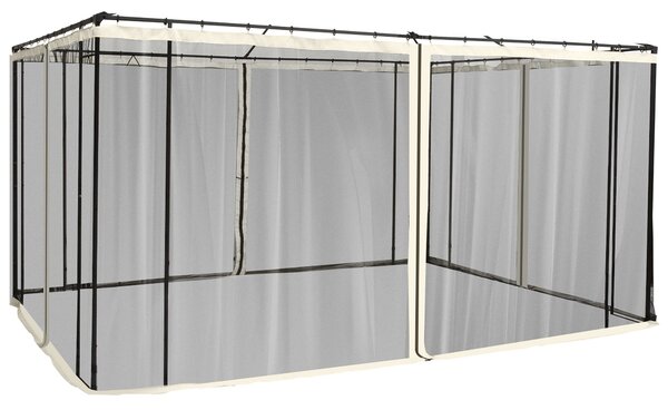 Outsunny 4 boční panely 3,4x2 m pro zahradní altán, síťovina s zipy a kroužky, černá | Aosom